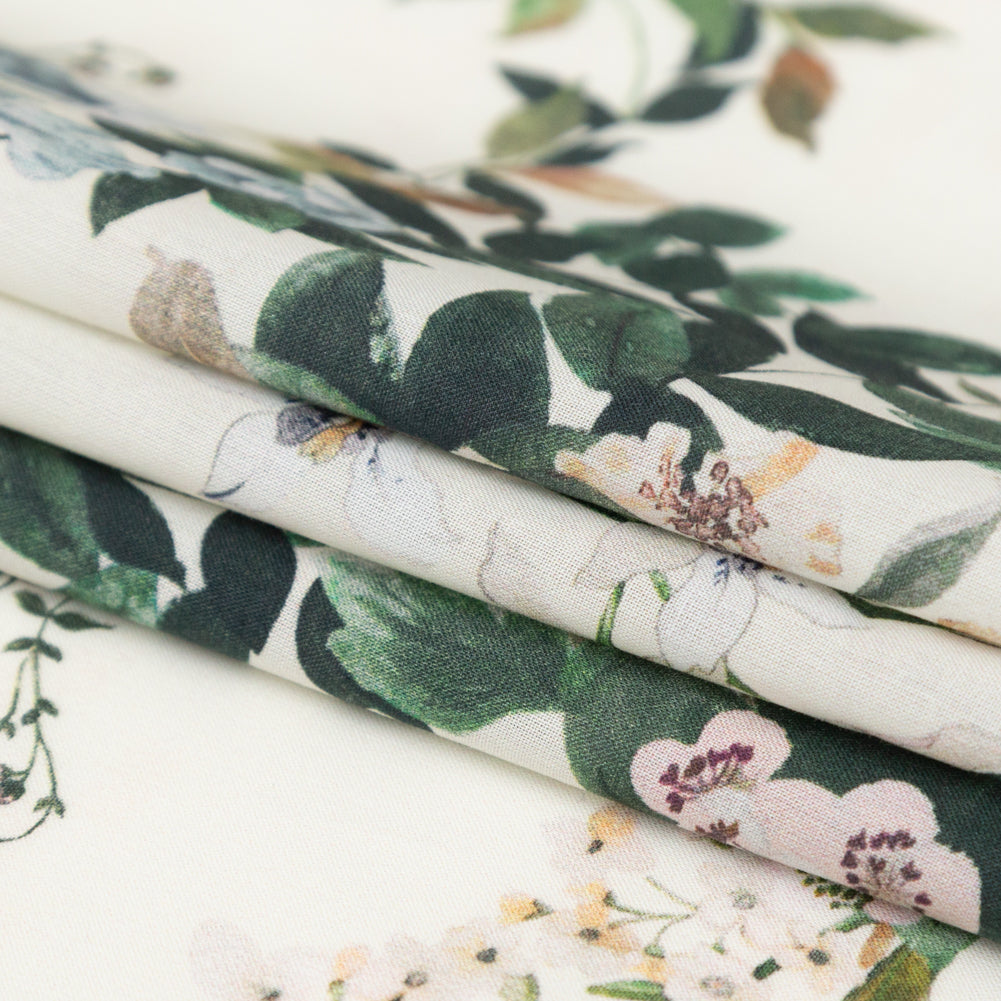 Cotton Voile - Antique White Floral - Aesthetic Matters Print - Mood Exclusive Kenko Collection