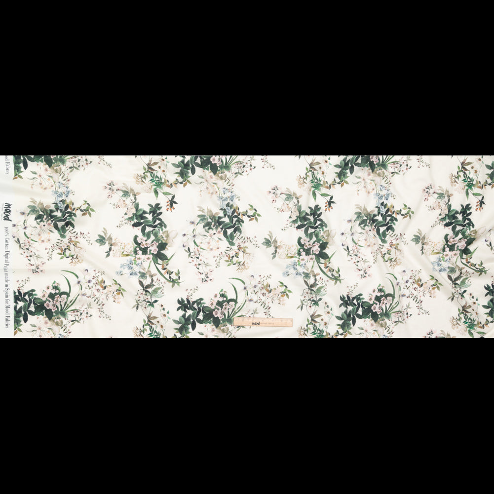 Cotton Voile - Antique White Floral - Aesthetic Matters Print - Mood Exclusive Kenko Collection