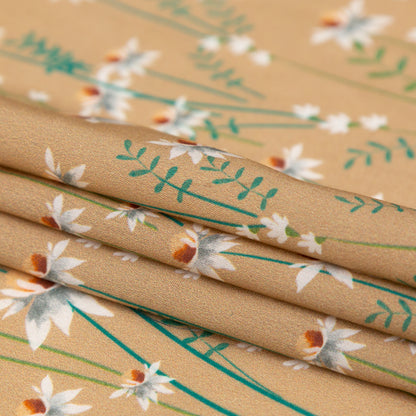 Cotton Voile Panel - Brown Sugar Daisy Flowers - Growing Distant Print - Mood Exclusive Kenko Collection