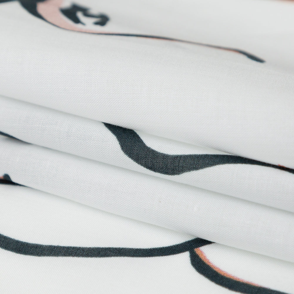 Voile de algodón - Rostros ilustrados - Estampado de conceptos abstractos - Colección exclusiva Mood Kenko