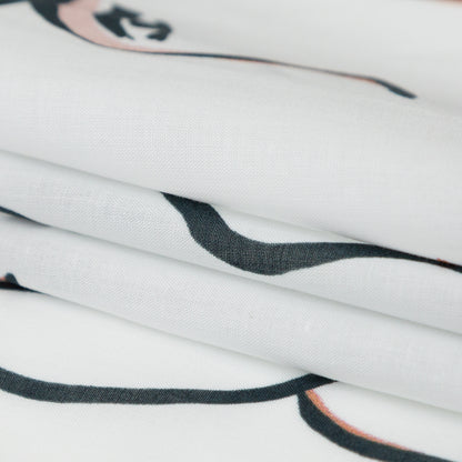 Voile de algodón - Rostros ilustrados - Estampado de conceptos abstractos - Colección exclusiva Mood Kenko