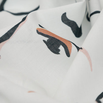 Voile de algodón - Rostros ilustrados - Estampado de conceptos abstractos - Colección exclusiva Mood Kenko