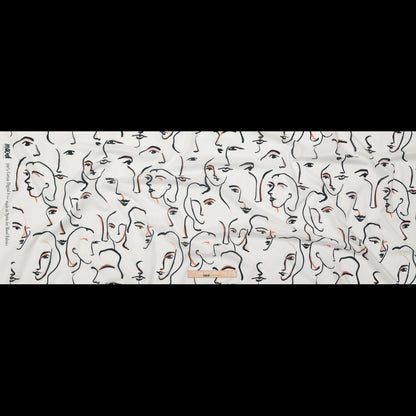 Voile de algodón - Rostros ilustrados - Estampado de conceptos abstractos - Colección exclusiva Mood Kenko