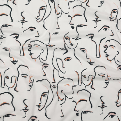 Cotton Voile - Illustrative Faces - Abstract Concepts Print - Mood Exclusive Kenko Collection