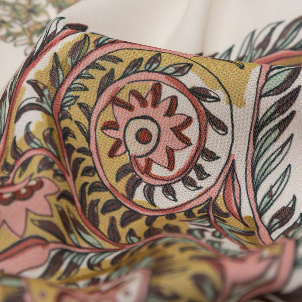 Cotton Voile - Cream Pink Paisleys - Leaving Footmarks Print - Mood Exclusive Kenko Collection - Detail