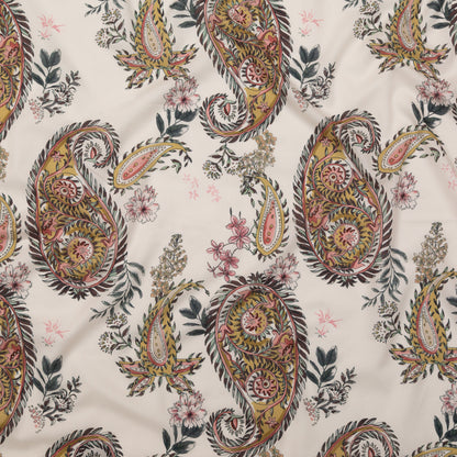 Cotton Voile - Cream Pink Paisleys - Leaving Footmarks Print - Mood Exclusive Kenko Collection