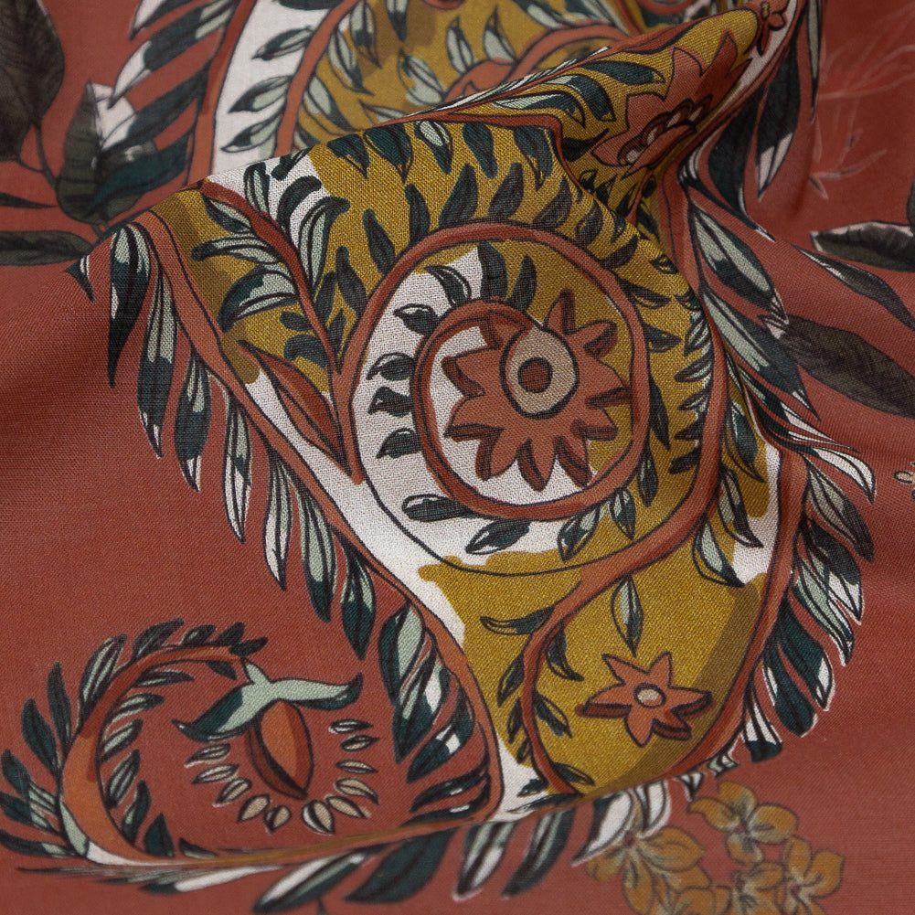 Cotton Voile - Faded Rose Paisleys - Leaving Footmarks Print - Mood Exclusive Kenko Collection