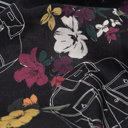 Cotton Voile - Black Beauty Jackets and Flowers - Mono No Aware Print - Mood Exclusive Kenko Collection