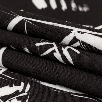 Stretch Polyester Crepe - Black and White Sketched Eyes - Ghosts and Family Legends Print - Mood Exclusive Crow Collection