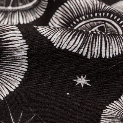 Stretch Polyester Crepe - Black and White Celestial Eyes - Night Side of Nature Print - Mood Exclusive Crow Collection