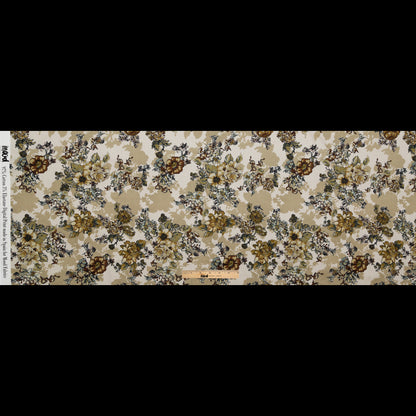 Stretch Cotton Sateen - Beige Flowers and Shadows - Spectral Lights Print - Mood Exclusive Crow Collection