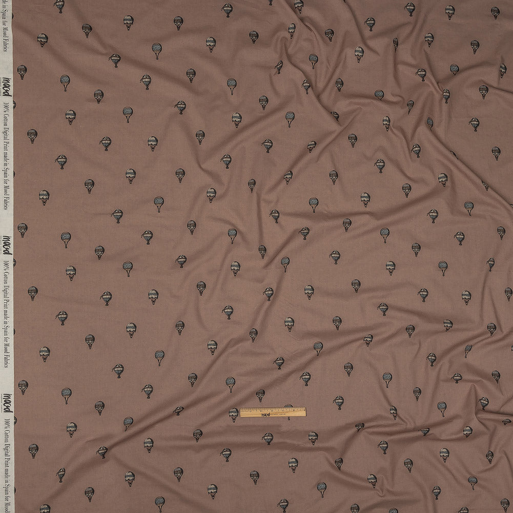 Cotton Voile - Taupe Hot Air Balloons - The Appointment Kept Print - Mood Exclusive Crow Collection Full