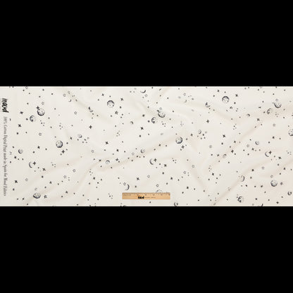 Cotton Voile - White Stars and Moons - Garde Chasse Print - Mood Exclusive Crow Collection Full