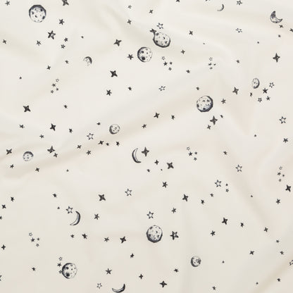 Cotton Voile - White Stars and Moons - Garde Chasse Print - Mood Exclusive Crow Collection