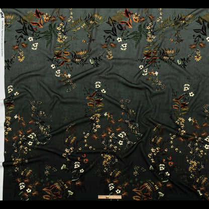 Stretch Polyester Crepe - Dark Green Floral - Verdant Shadows Print - Mood Exclusive Serengeti Collection