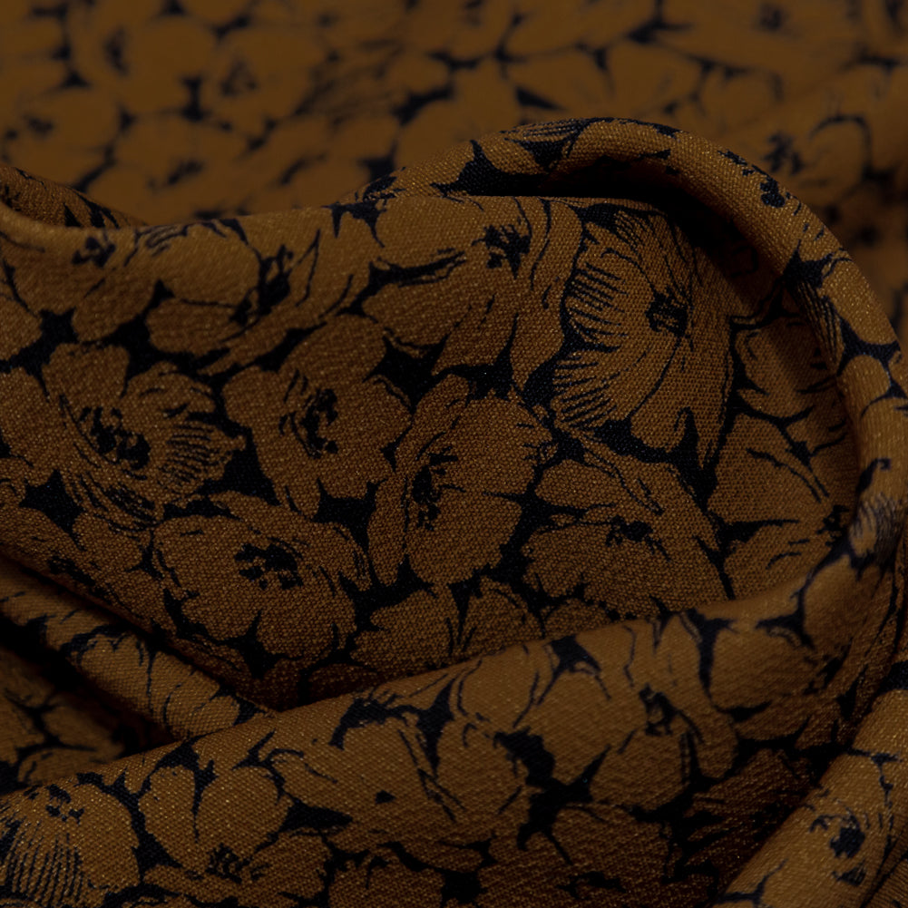 Crepé de poliéster elástico - Estampado floral Dijon - Estampado Poppy Paradise - Colección exclusiva Serengeti de Mood