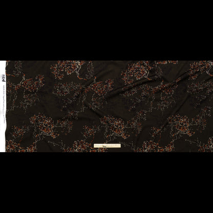 Stretch Polyester Crepe - Brown and Red Trees - Gloomy Garden Print - Mood Exclusive Serengeti Collection