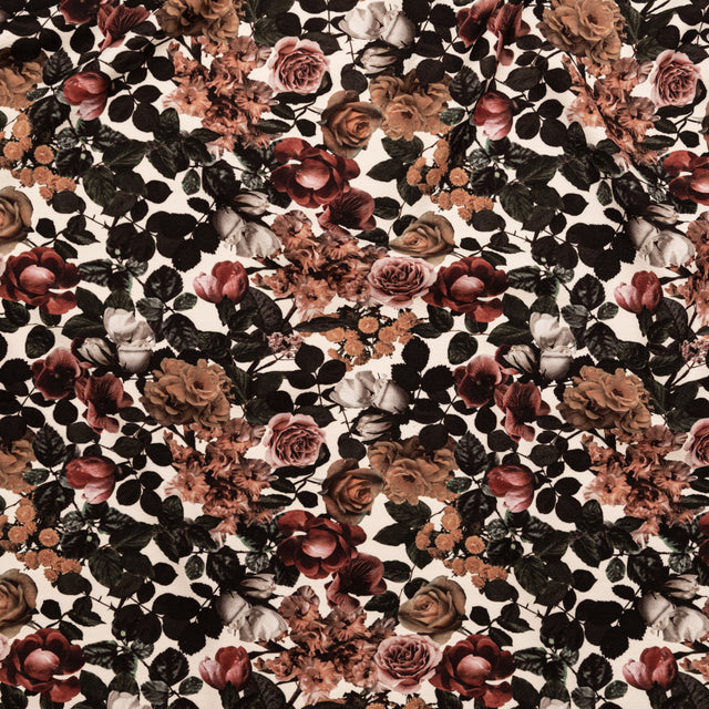 Stretch Polyester Crepe - White and Green Floral - Ethereal Verdure Print - Mood Exclusive Serengeti Collection