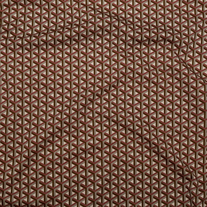 Stretch Cotton Sateen - Maroon Geometric - Isometric Entanglement Print - Mood Exclusive Serengeti Collection