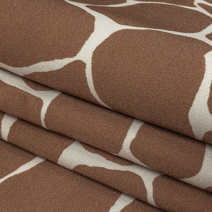 Stretch Cotton Sateen - Brown Giraffe Spots - Amorphous Amalgamation Print - Mood Exclusive Serengeti Collection