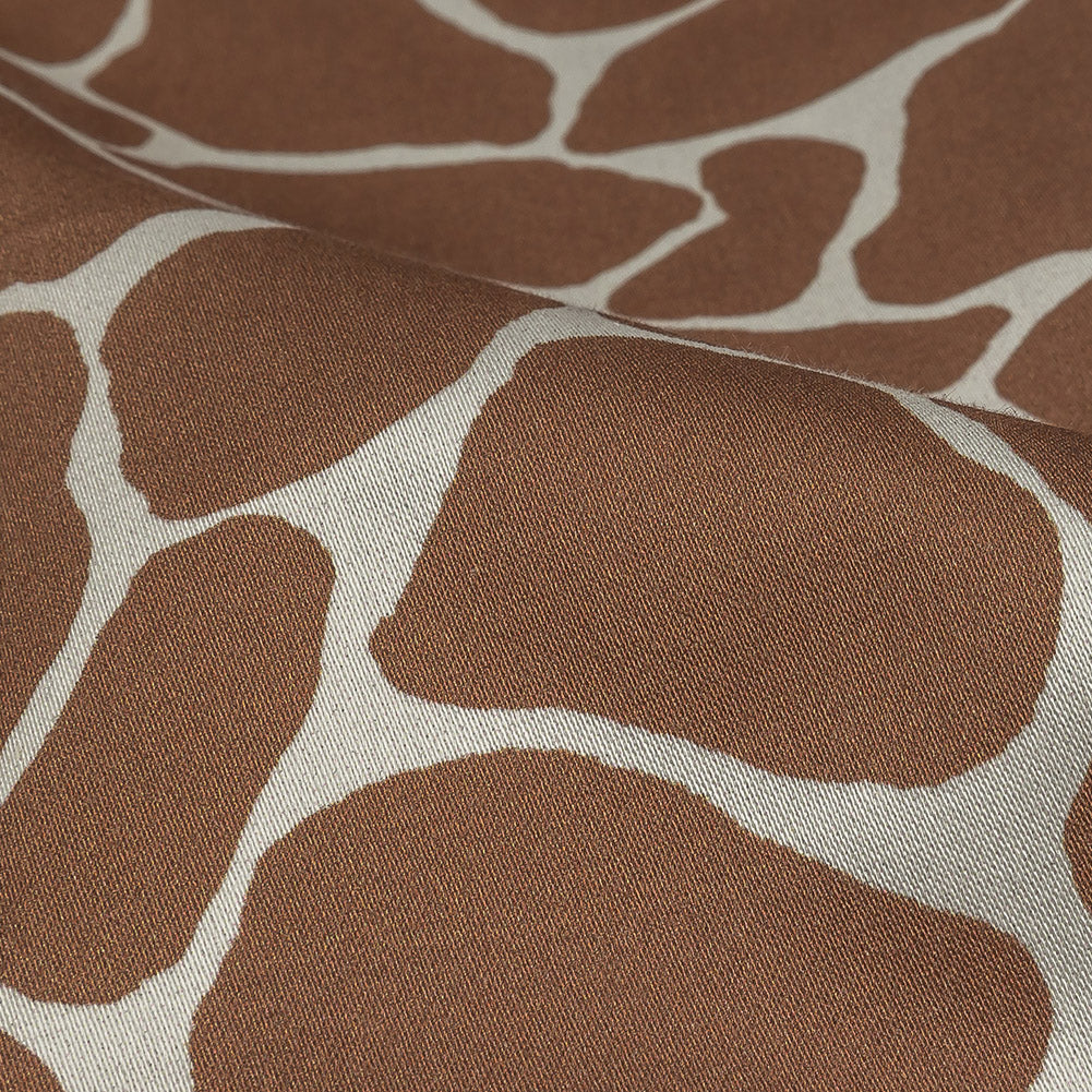 Stretch Cotton Sateen - Brown Giraffe Spots - Amorphous Amalgamation Print - Mood Exclusive Serengeti Collection