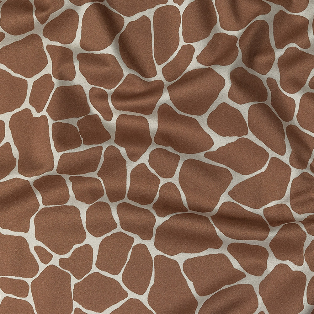 Stretch Cotton Sateen - Brown Giraffe Spots - Amorphous Amalgamation Print - Mood Exclusive Serengeti Collection