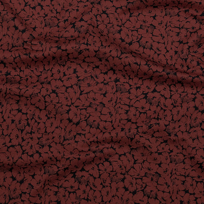 Stretch Cotton Sateen - Rust Floral - Poppy Paradise Print - Mood Exclusive Serengeti Collection
