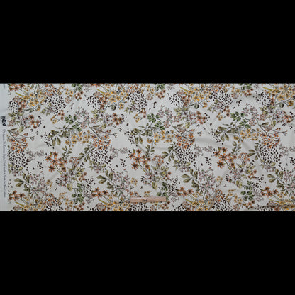 Stretch Cotton Sateen - White Floral - Blossoms Adrift Print - Mood Exclusive Serengeti Collection