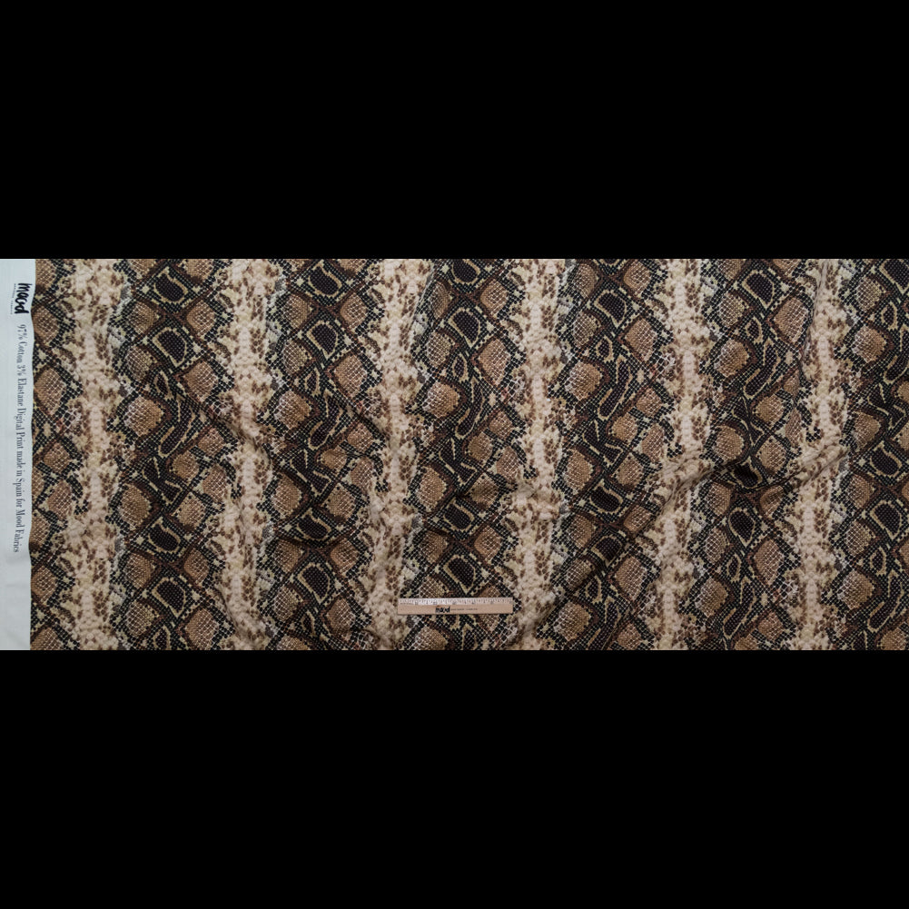 Stretch Cotton Sateen - Black and Beige Snakeskin - Slithering Sophistication Print - Mood Exclusive Serengeti Collection - Full