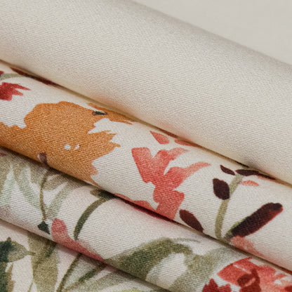 Stretch Cotton Sateen - Pink and Blue Floral Border - Floral Fantasia Print - Mood Exclusive Serengeti Collection