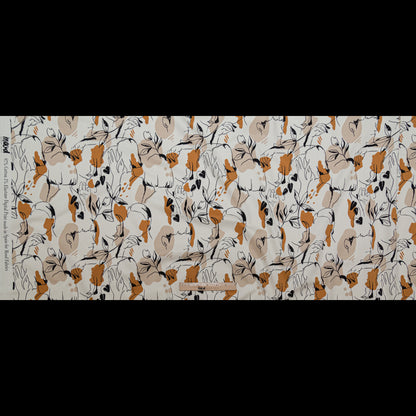 Stretch Cotton Sateen - White Figure Lines - Contoured Personage Print - Mood Exclusive Serengeti Collection