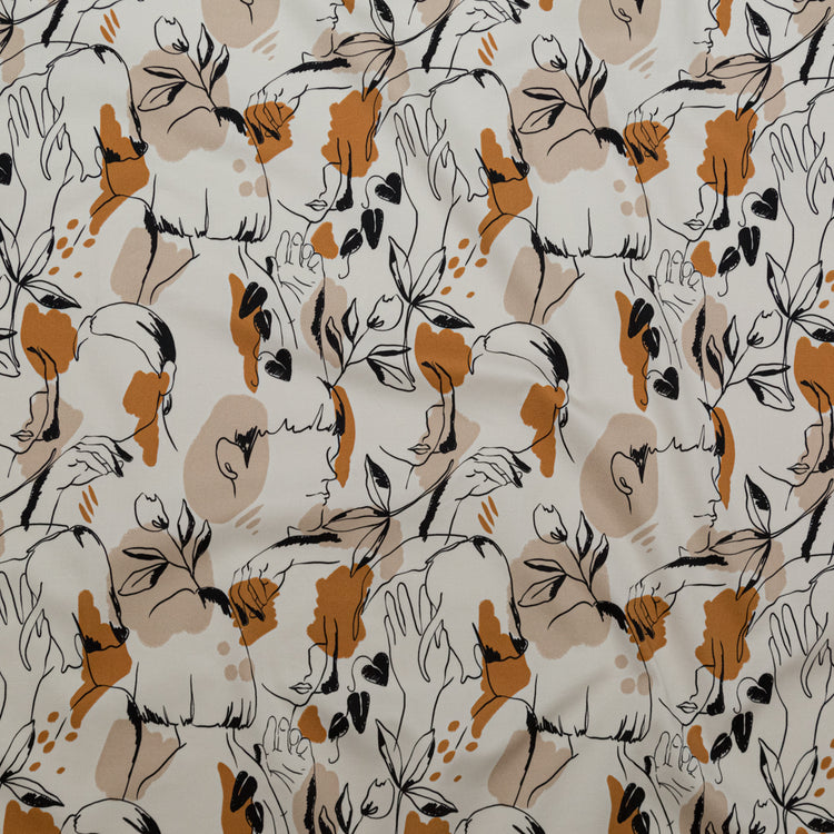 template--26688905969737__main-Stretch Cotton Sateen - White Figure Lines - Contoured Personage Print - Mood Exclusive Serengeti Collection