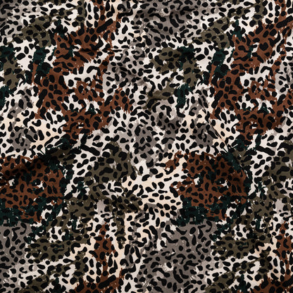 Stretch Cotton Sateen - Green and Brown Animal Spots - Guerrilla Safari Print - Mood Exclusive Serengeti Collection