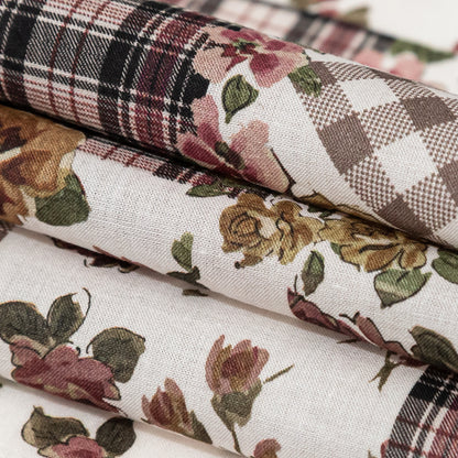 Cotton Voile - Plaid and Floral Patchwork - Peony Picnic Print - Mood Exclusive Serengeti Collection