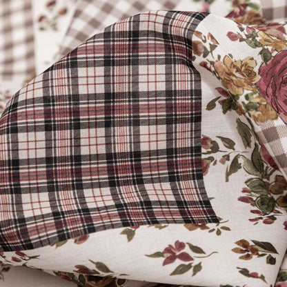 Cotton Voile - Plaid and Floral Patchwork - Peony Picnic Print - Mood Exclusive Serengeti Collection