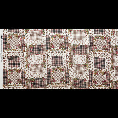 Cotton Voile - Plaid and Floral Patchwork - Peony Picnic Print - Mood Exclusive Serengeti Collection