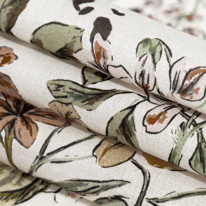 Cotton Voile - White Floral - Blossoms Adrift Print - Mood Exclusive Serengeti Collection
