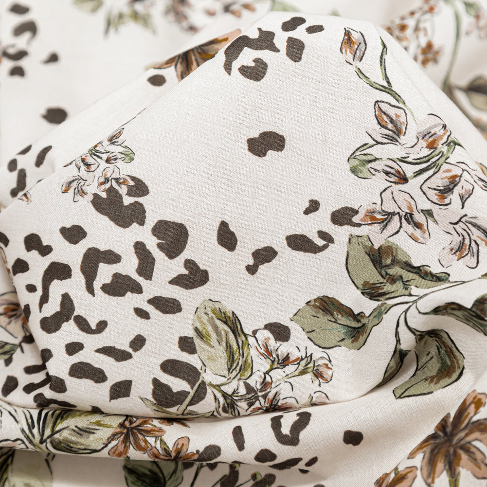 Cotton Voile - White Floral - Blossoms Adrift Print - Mood Exclusive Serengeti Collection