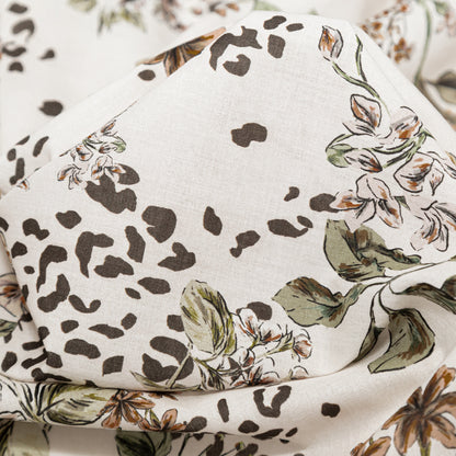 Cotton Voile - White Floral - Blossoms Adrift Print - Mood Exclusive Serengeti Collection