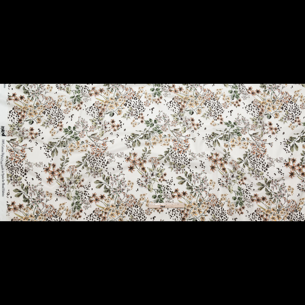 Cotton Voile - White Floral - Blossoms Adrift Print - Mood Exclusive Serengeti Collection