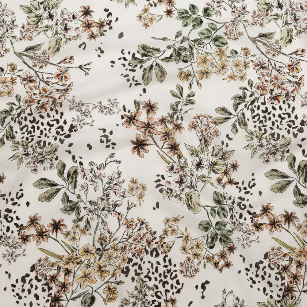 Cotton Voile - White Floral - Blossoms Adrift Print - Mood Exclusive Serengeti Collection