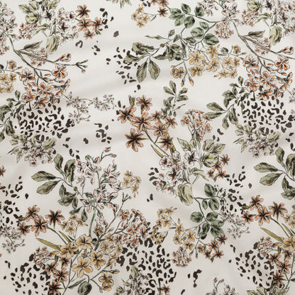 Cotton Voile - White Floral - Blossoms Adrift Print - Mood Exclusive Serengeti Collection