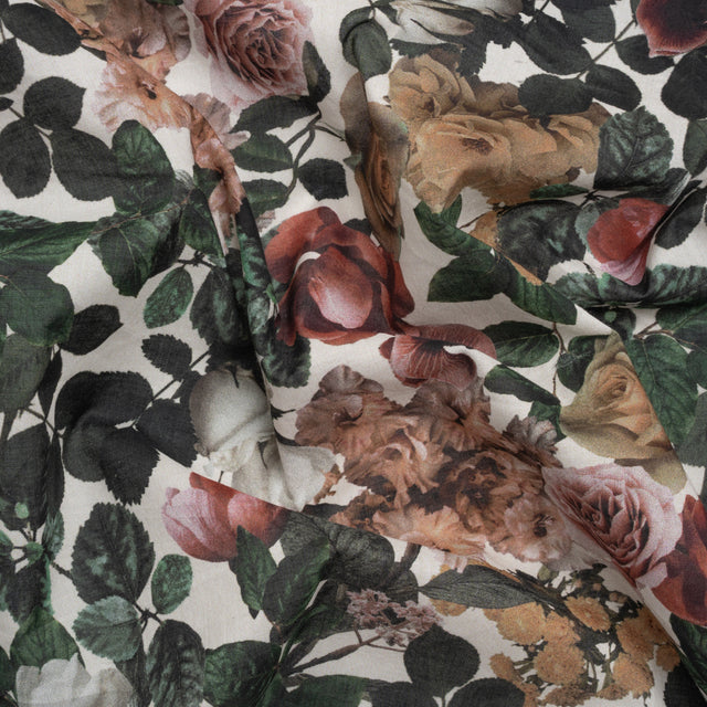 Cotton Voile - White and Green Floral - Ethereal Verdure Print - Mood Exclusive Serengeti Collection