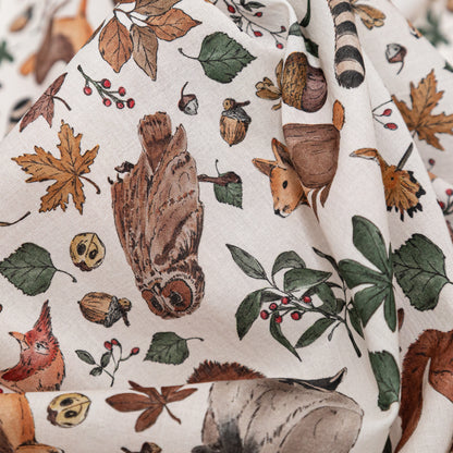 Cotton Voile - White Wildlife and Floral - Hoopoe Hoopla Print - Mood Exclusive Serengeti Collection