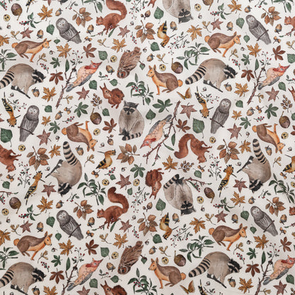 Cotton Voile - White Wildlife and Floral - Hoopoe Hoopla Print - Mood Exclusive Serengeti Collection