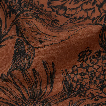 Voile de algodón - Estampado floral marrón y negro - Estampado floral efímero - Colección exclusiva Serengeti de Mood