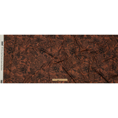 Voile de algodón - Estampado floral marrón y negro - Estampado floral efímero - Colección exclusiva Serengeti de Mood