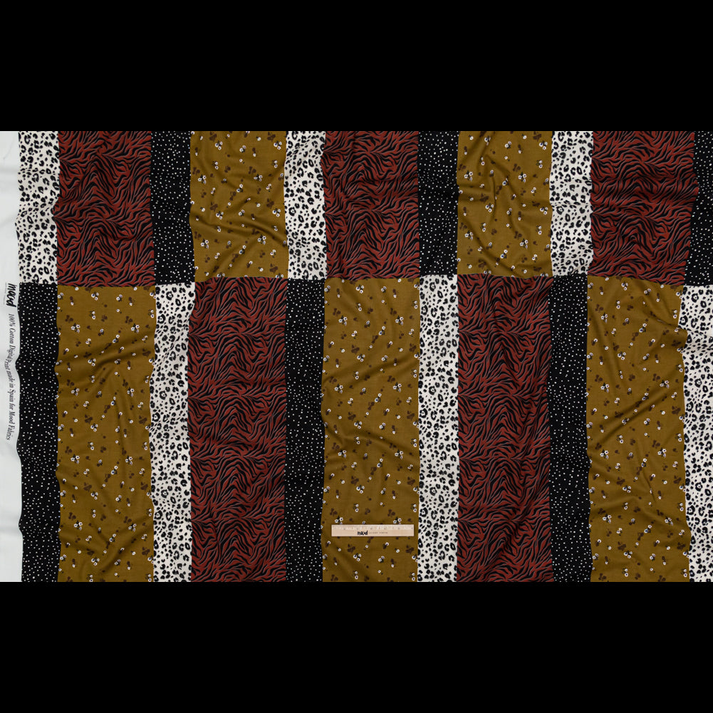 Cotton Voile - Yellow, Red and Black Patchwork - Tiled Coalescence Print - Mood Exclusive Serengeti Collection