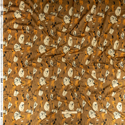 Cotton Voile - Brown Figure Lines - Contoured Personage Print - Mood Exclusive Serengeti Collection