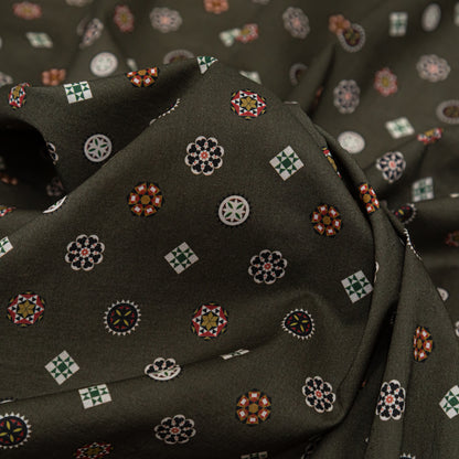 Cotton Voile - Olive Green LIttle Medallions - Emblematic Medallions Print - Mood Exclusive Serengeti Collection